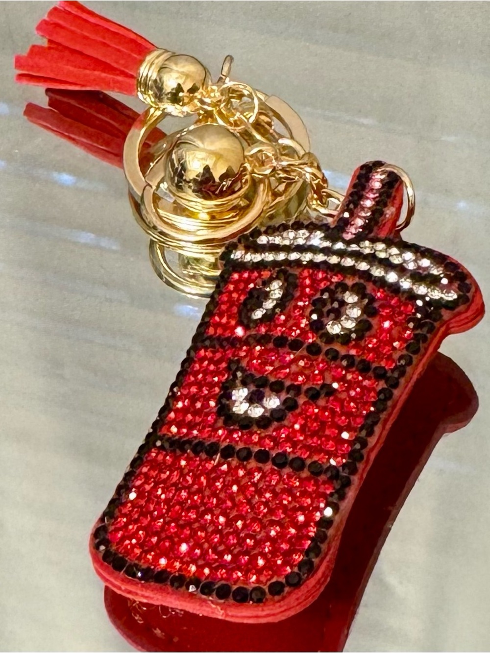 New Red Rhinestone Drink Keychain/Bag Charm